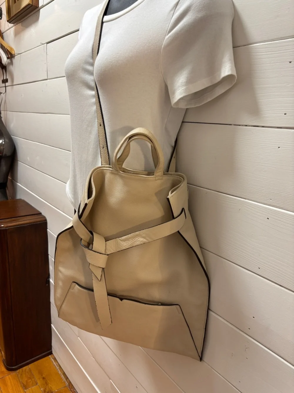 PHILO Beige Convertible Backpack - Picture 2 of 16